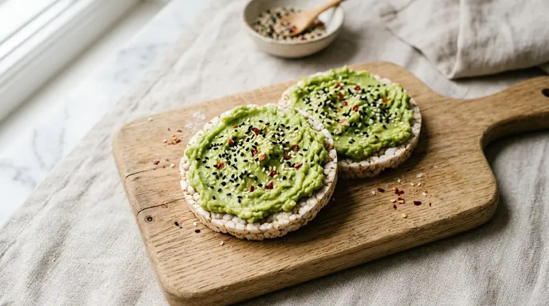 Rice Cakes with Avocado and Seeds