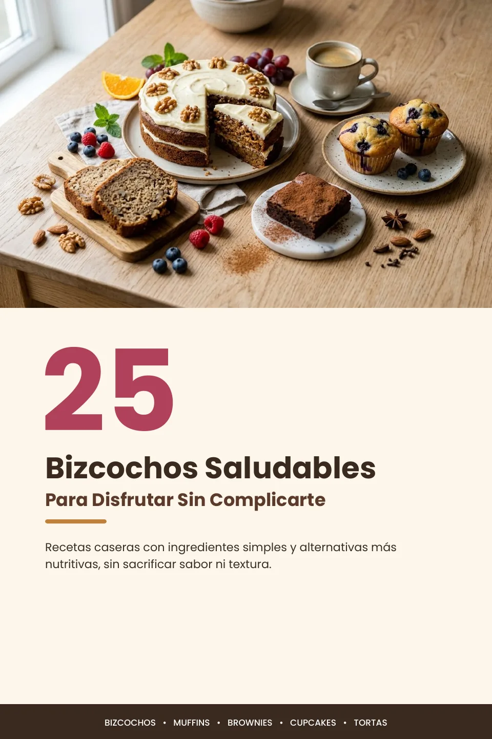 Portada del ebook 25 Bizcochos Saludables Para Disfrutar Sin Complicarte