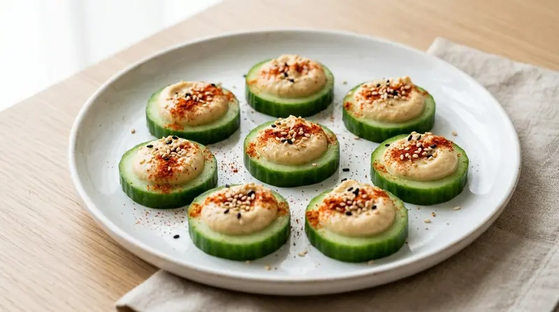 Pepino con Hummus y Pimentón
