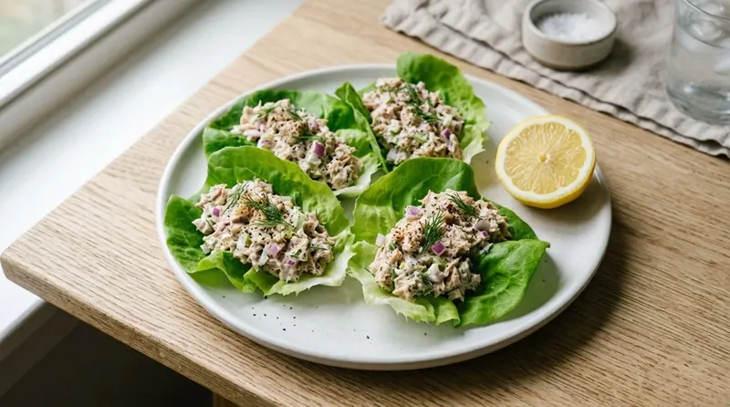 Wraps de Lechuga con Atún y Yogur