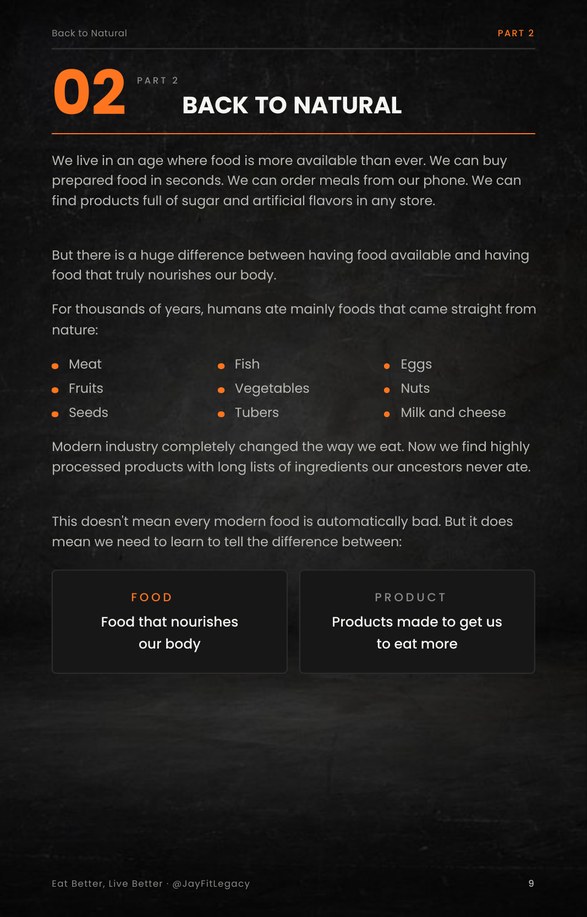 Page about going back to real food