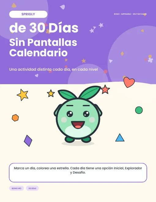 Calendario de 30 días de actividades sin pantallas