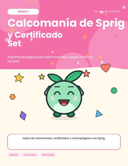 Set de stickers y certificados de Sprig