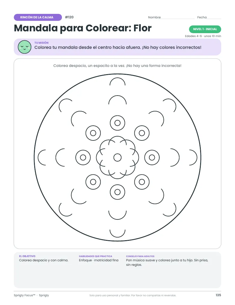 Mandala para Colorear: Flor